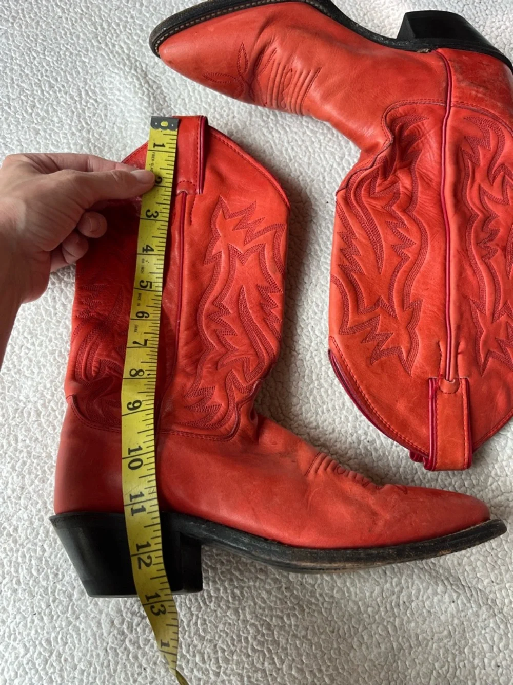 VINTAGE JUSTIN RED / ORANGEY COWGIRL BOOTS WOMENS 6 - Picture 2 of 8